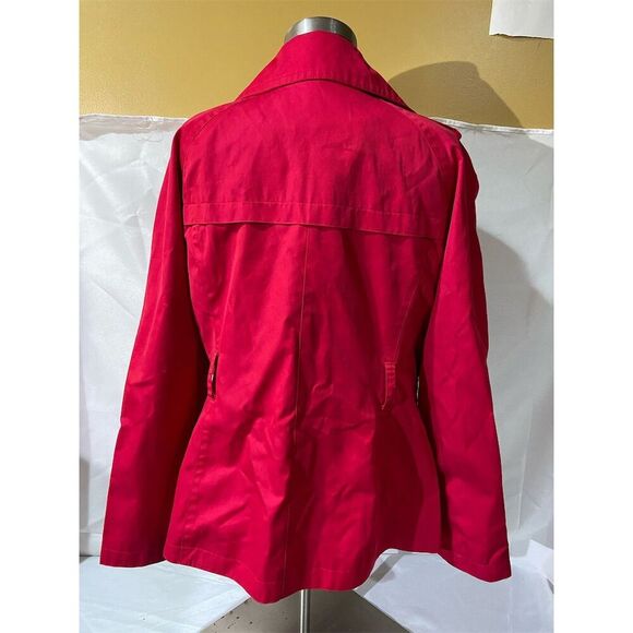 Michael Kors Women's Red Double-Breasted Trench Coat Size M Mid-Length - Picture 3 of 5